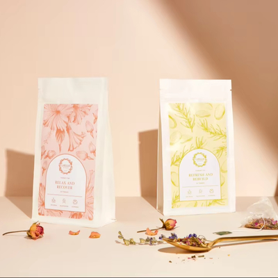 Recycled Stand-Up Pouch with Zipper and Valve Side Gusset Plastic Packaging Aluminum Foil Bag for Tea Bags
