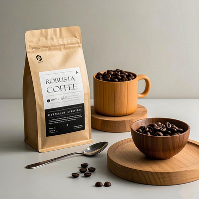Custom Flat Bottom Bags Tin Tie Packing Custom Compostable Biodegradable Bean Coffe Coffee Packaging Bag With Valve and Zipper