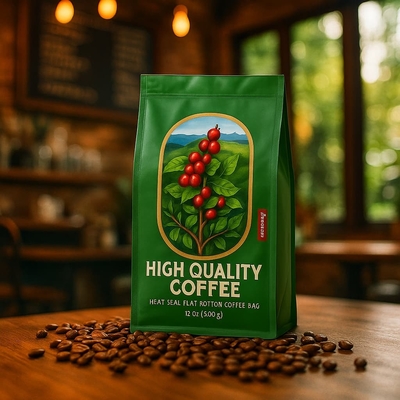 Sustainable Flat Bottom Heat Seal Coffee Bag  