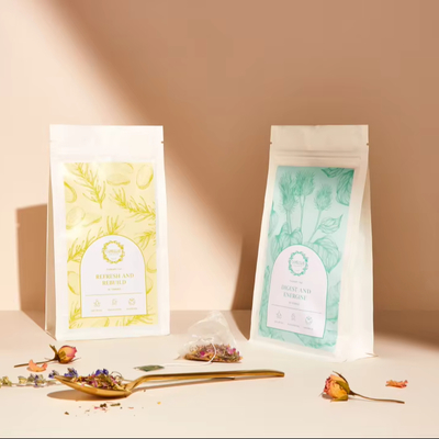Wholesale Plastic Aluminum Foil Kraft Paper Tea Bag Valve Zip Lock Stand up Pouch Flexible Packaging Bag with Zipper