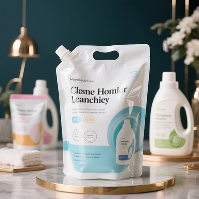 Custom Printed 250ml 400ml 1L Washing Powder Soap Refillable Liquid Stand up Laundry Detergent Bag Spout Packaging Pouch