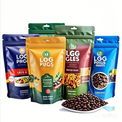 Custom Printed Stand up Pouches Biodegradable Side Gusset Bags Sealed Proof Coffee Bean Packaging Bag