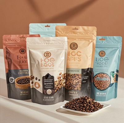 Custom Printed Coffee Bag with Zipper Packing Stand up Bag Coffee Bean Packaging with Logo