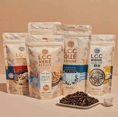 Custom  Printed 500g Mylar Matte PE Flat Bottom Stand up Plastic Coffee Bag Packaging Pouch with Valve and Zipper